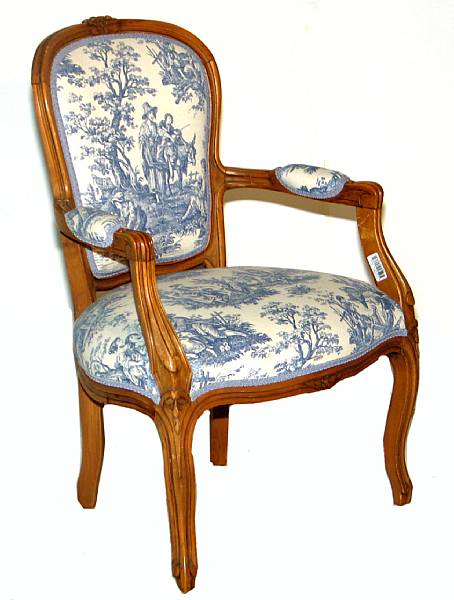 Appraisal: A Louis XV style walnut bergere and fauteuil mid th