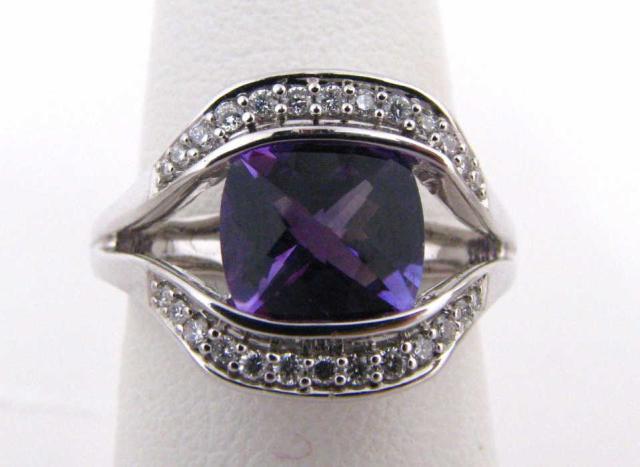 Appraisal: Lady's contemporary K white gold amethyst and diamond ring size