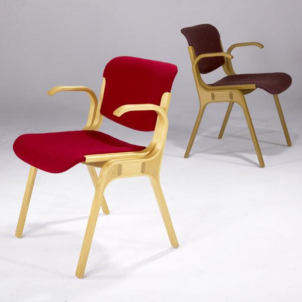 Appraisal: LEIF BLODEE KEENER-BLODEE Two dining chairs with arms one laminated