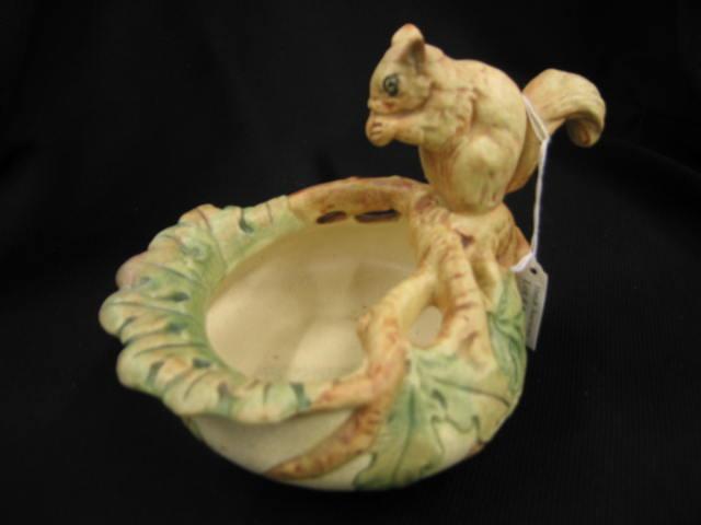 Appraisal: Weller Art Pottery Woodcraft Bowl with figural squirrel oak leaf