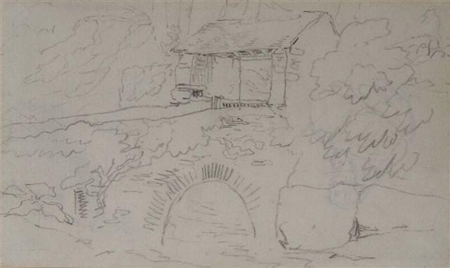 Appraisal: DAVID COX - - 'A Bridge at Combe Martin' pencil