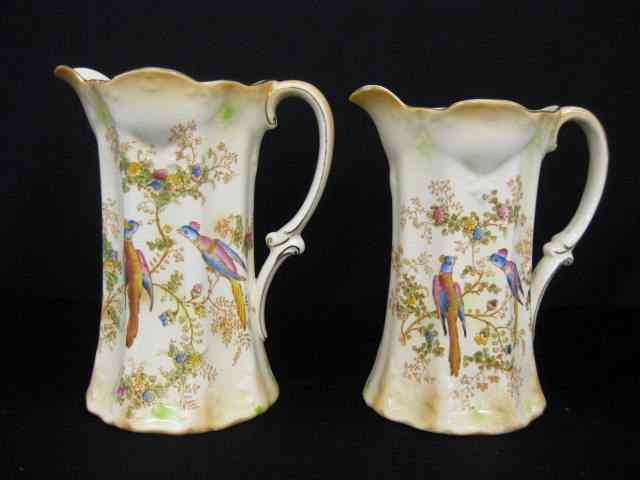 Appraisal: Crown Ducal Ironstone Pitchers '' tall bird floral