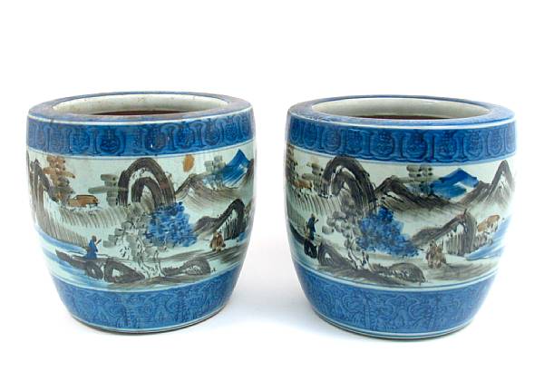 Appraisal: A pair of Chinese porcelain jardinieres height in diameter in