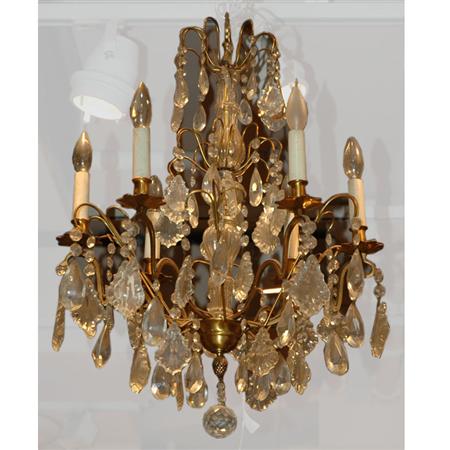 Appraisal: Louis XVI Style Gilt-Metal and Cut Glass Six-Light Chandelier Estimate