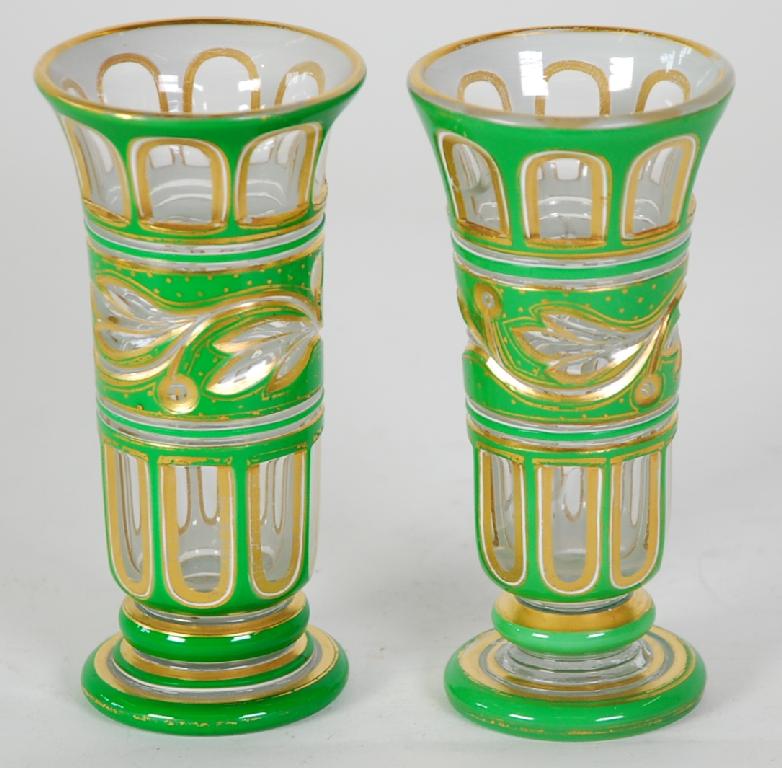 Appraisal: NEAR PAIR OF EARLY TWENTIETH CENTURY GREEN CASED AND FLASH