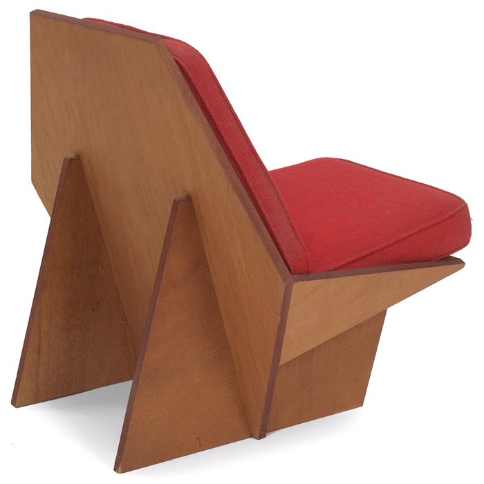 Appraisal: Dean Bryant Vollendorf chair s plywood Usonian form with hexagonal