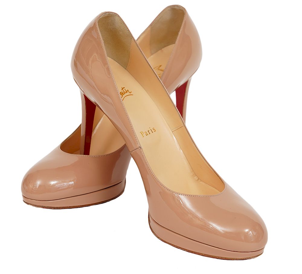 Appraisal: Christian Louboutin Simple Pump Nude Patent Sz Christian Louboutin simple