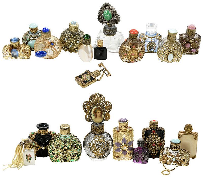 Appraisal: Assorted Small Filigree and Jeweled Perfumes most Continental th century