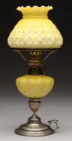 Appraisal: YELLOW SATIN GLASS PEG LAMP Dark yellow shading to light