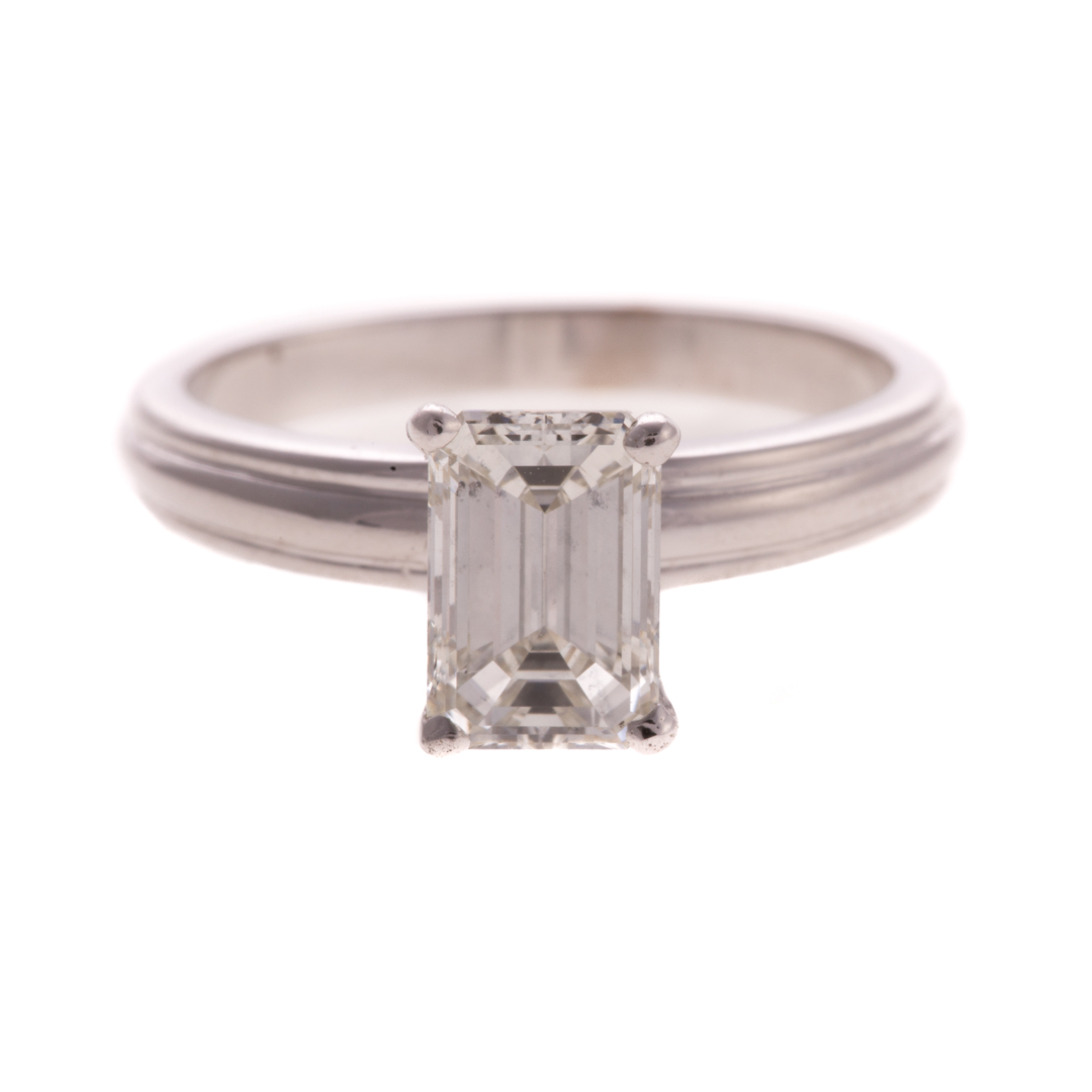 Appraisal: A Lady's ct Emerald Cut Diamond Solitaire Ring K white