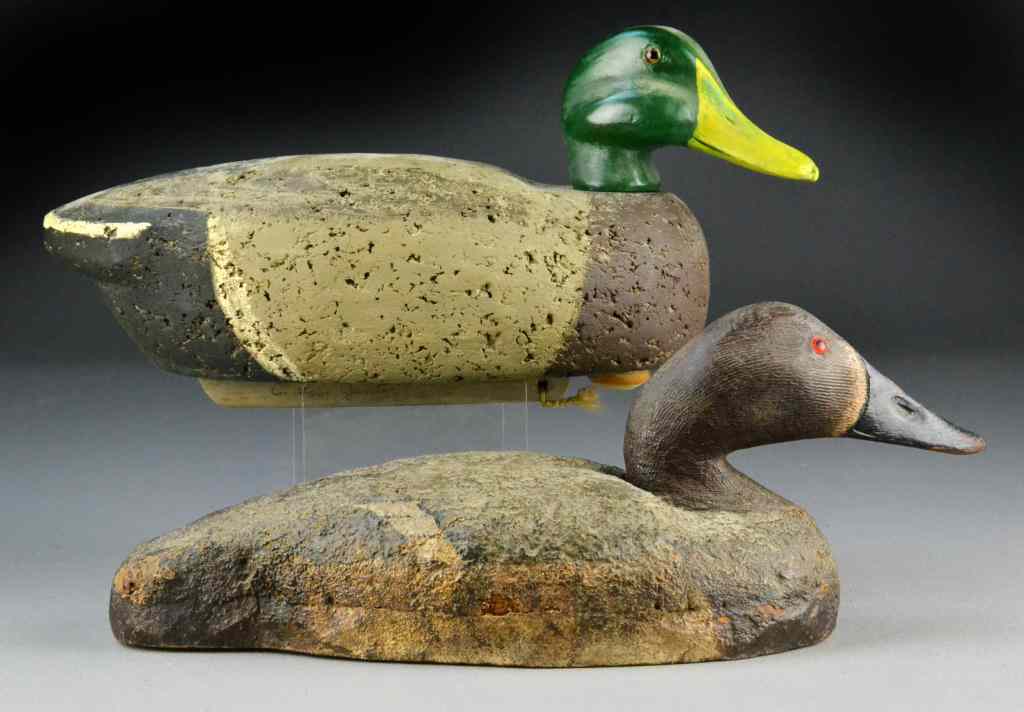 Appraisal: Mallard Cork Duck Decoys - PairPolychrome painted cork drake and