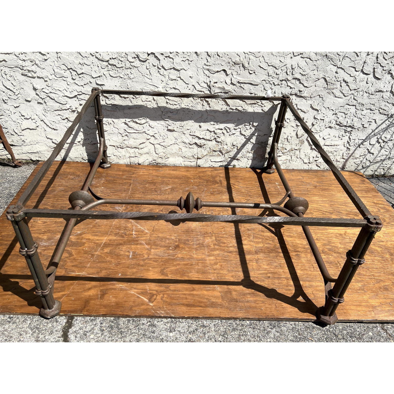 Appraisal: Heavy iron Giacometti style cocktail table bass Dimensions H inches