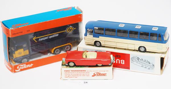 Appraisal: THREE TEKNO MODELS INCLUDING FORD THUNDERBIRD MERCEDES BENZ BUS AND