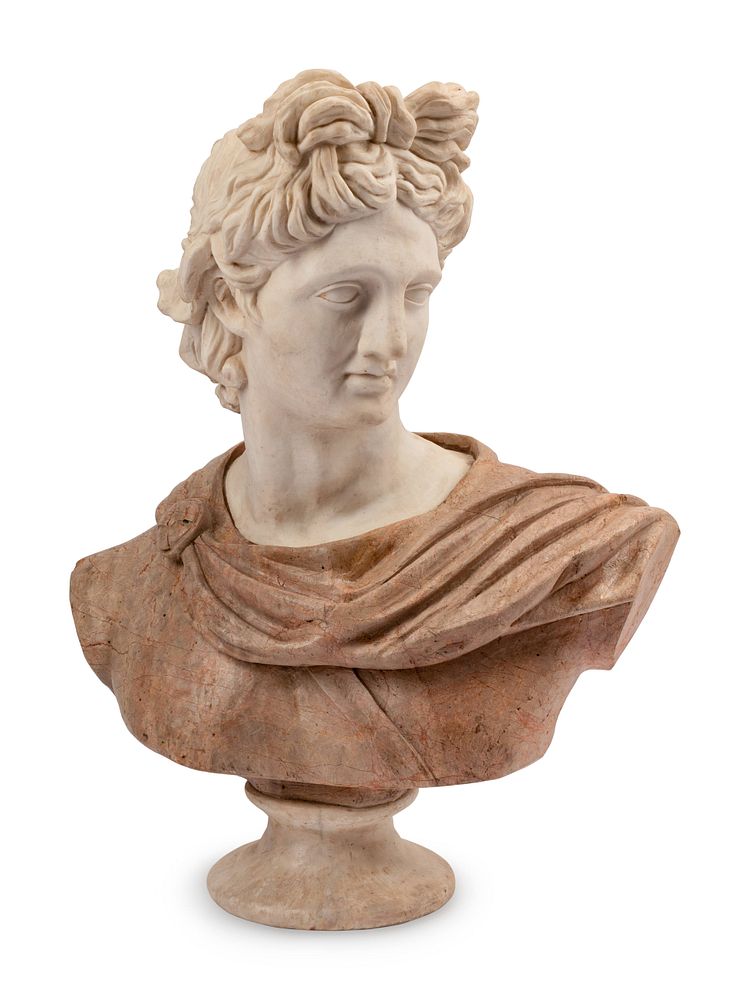 Appraisal: A Carved Marble Bust of a Roman A Carved Marble