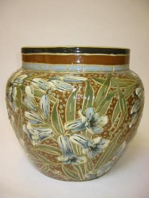 Appraisal: A LEEDS TYPE EARTHENWARE JARDINIERE of baluster form painted in