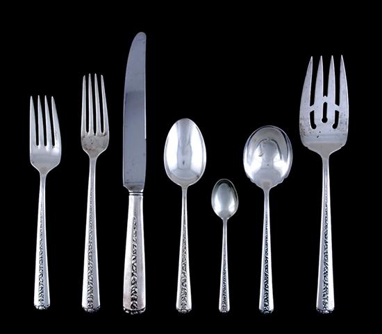 Appraisal: Towle sterling flatware circa Rambler Rose pattern consisting of hollow-handle