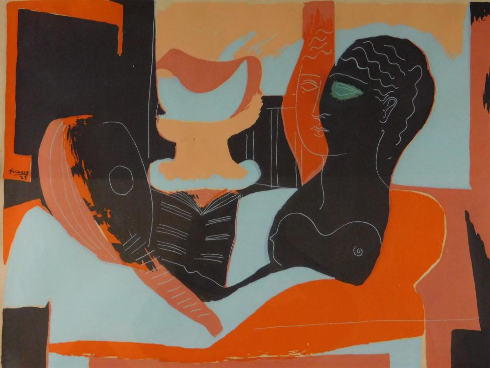 Appraisal: After Picasso color lithograph signed and dated in block number