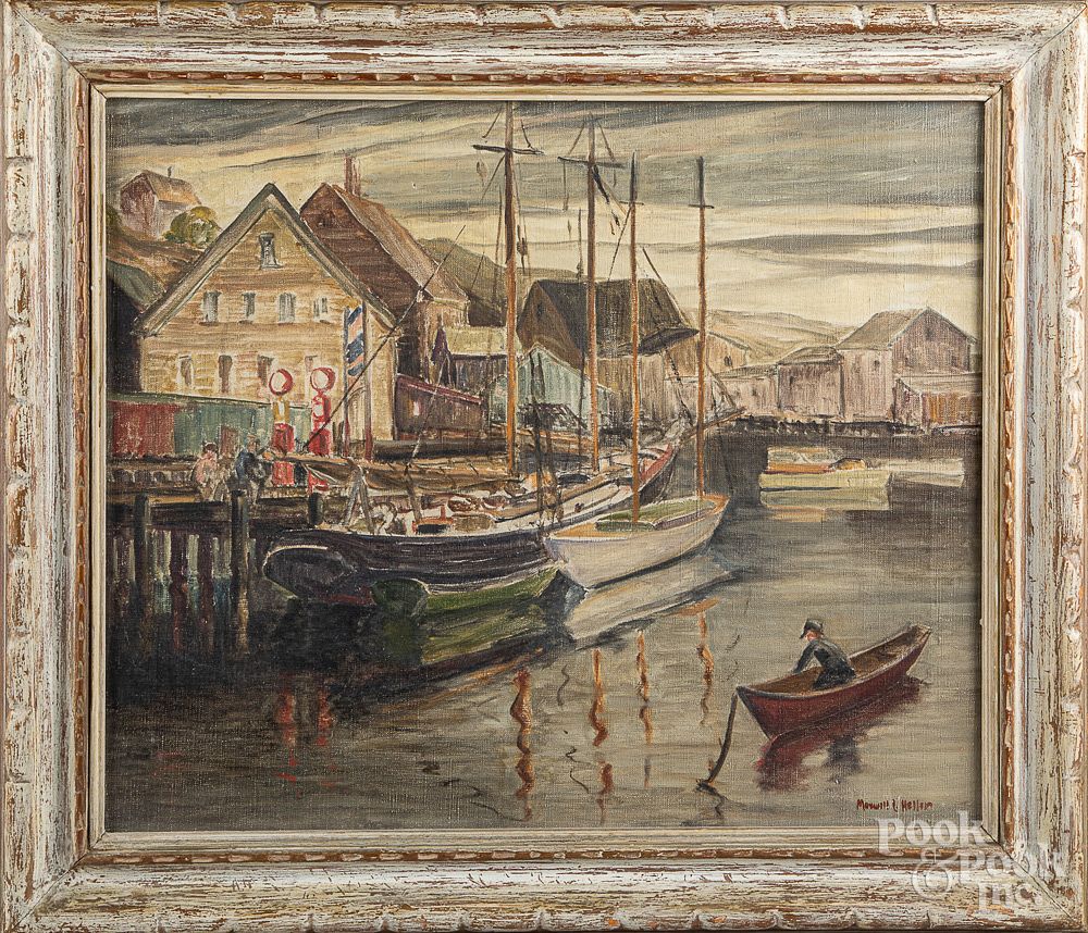 Appraisal: Maxwell Heller oil on canvas harbor scene Maxwell Heller American