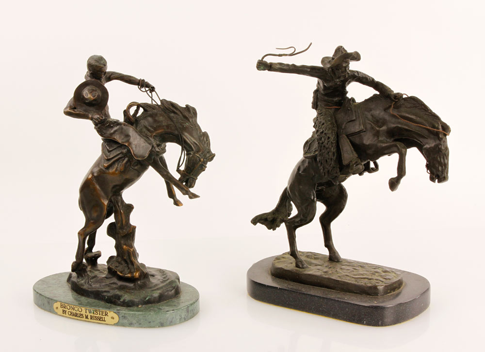 Appraisal: - Remington Bronzes Frederic Remington lot of two Bronco Buster