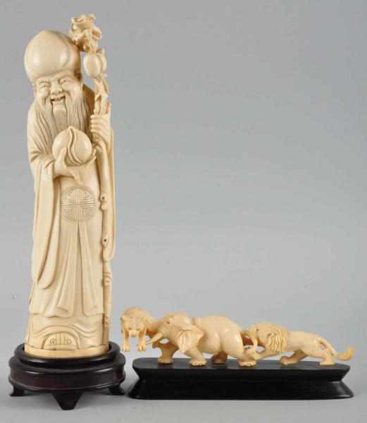 Appraisal: Lot of Carved Ivory Figures Description Circa solid ivory Chinese