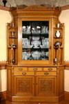 Appraisal: CORNER CABINET - Circa American hand carved quarter sawn golden