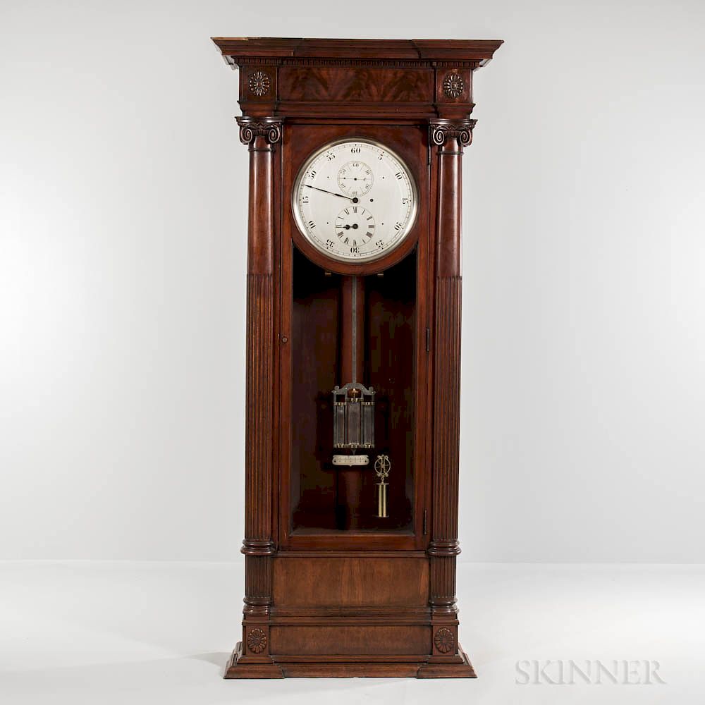 Appraisal: Mahogany Floor-standing Astronomical Regulator Mahogany Floor-standing Astronomical Regulator attributed to