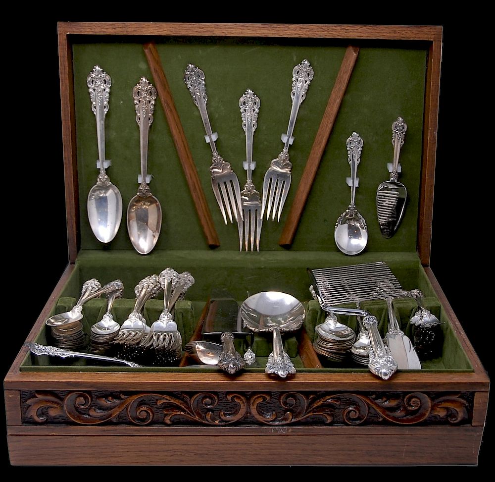 Appraisal: Wallace Grande Baroque Sterling Flatware Pc Service Wallace Grande Baroque