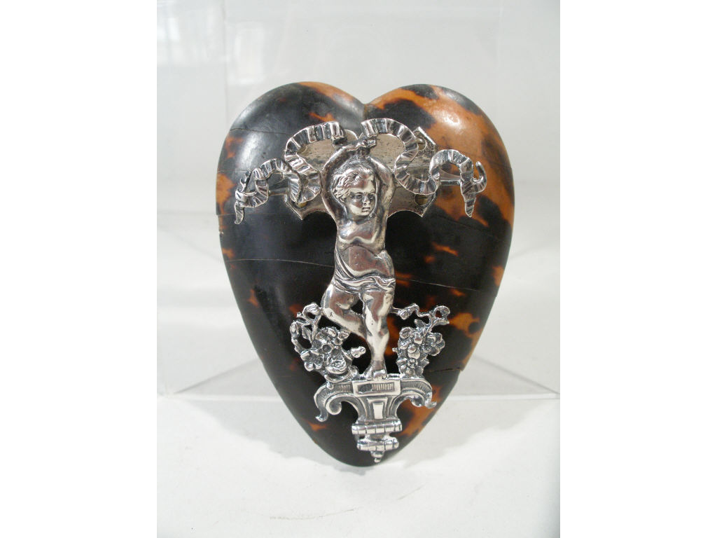 Appraisal: Victorian Sterling and Tortoiseshell Desk Clip heart shaped weighted base