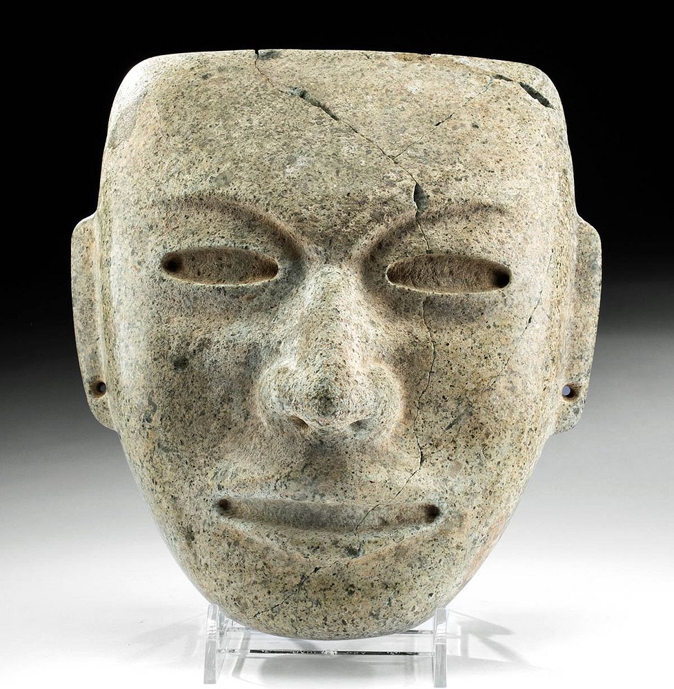 Appraisal: Striking Teotihuacan Stone Mask Pre-Columbian Central Mexico Teotihuacan ca to