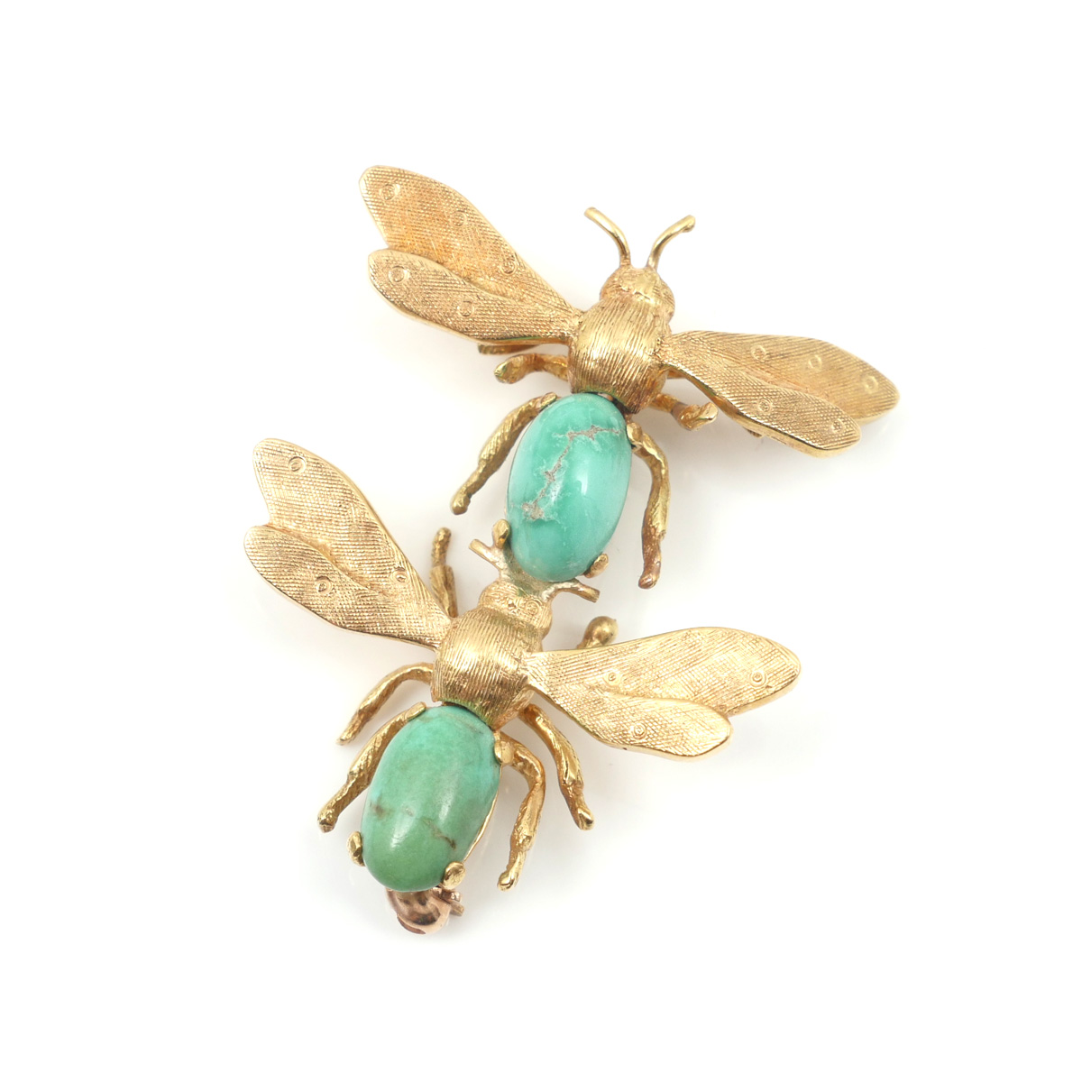 Appraisal: K TURQUOISE DRAGONFLY PIN K yellow gold bug pin contains