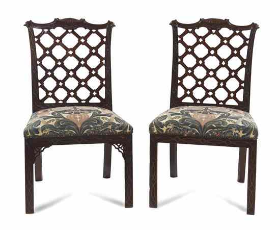 Appraisal: A Pair of Chippendale Style Mahogany Side Chairs having a