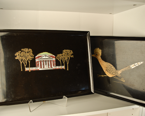 Appraisal: Couroc Trays One with Monticello one with Road-runner Made in