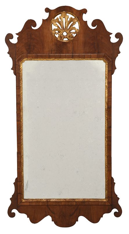 Appraisal: Queen Anne Walnut and Parcel Gilt Mirror American or British