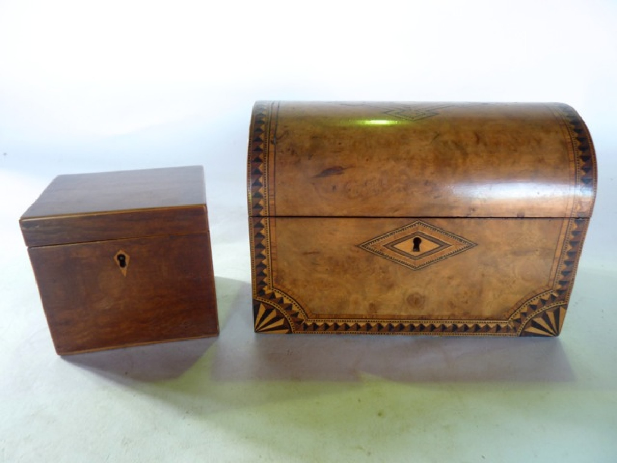 Appraisal: A good quality th century dome shaped tea caddy the