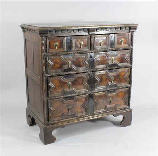 Appraisal: An early th century oak and walnut chest of two