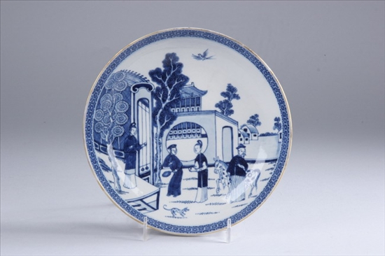 Appraisal: CHINESE BLUE AND WHITE PORCELAIN DISH th century Figural decoration