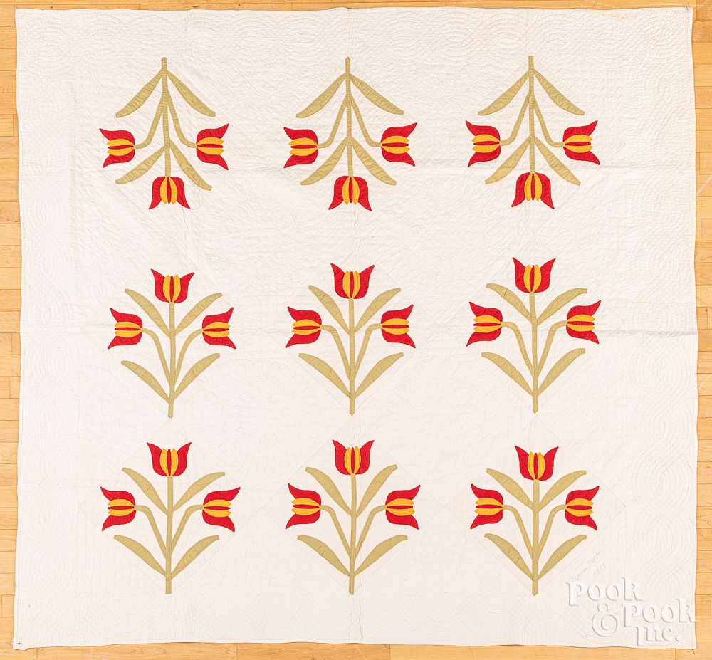 Appraisal: Tulip quilt Tulip quilt inscribed Mande Marks x In-House shipping