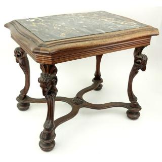 Appraisal: Mid Century Neoclassical Style Carved Wood Center Table with Marble