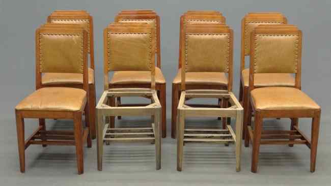 Appraisal: Set of eight Art Deco chairs two missing seats ''