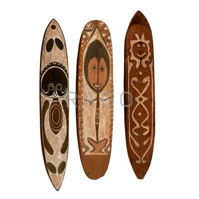 Appraisal: NEW GUINEA GOPE BOARDS Three carved wood and natural pigments