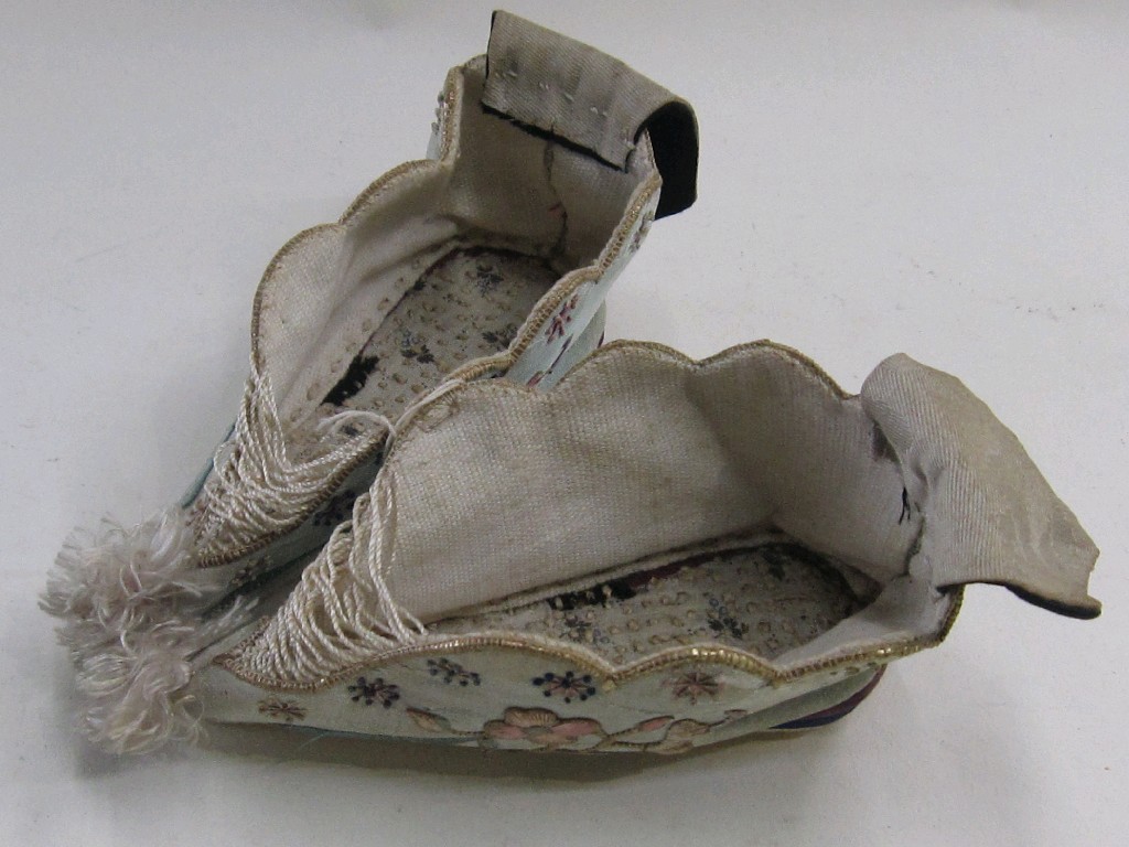 Appraisal: Pair of oriental silk slippers