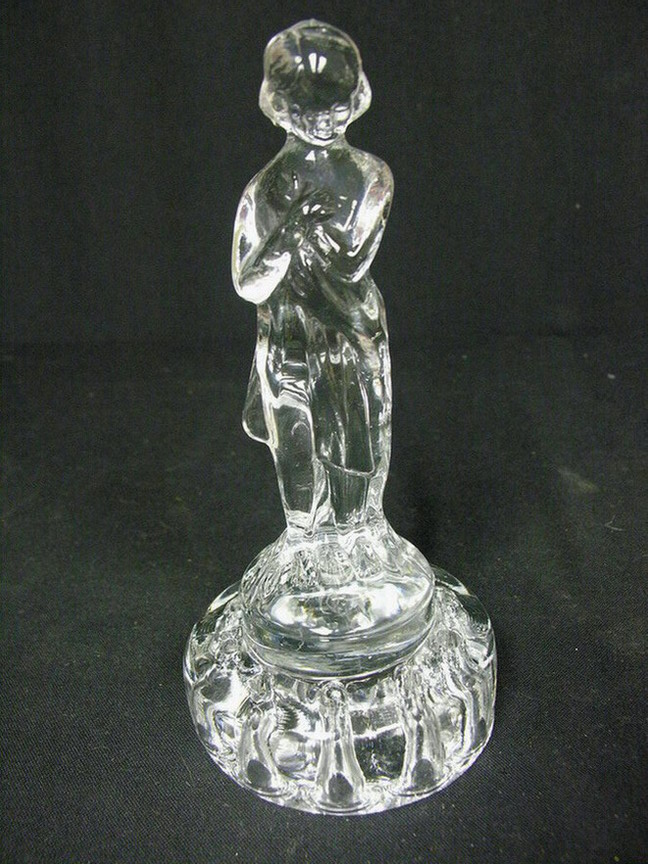 Appraisal: BASHFUL CAMBRIDGE CRYSTAL GLASS FROG Nude crystal glass flower frog