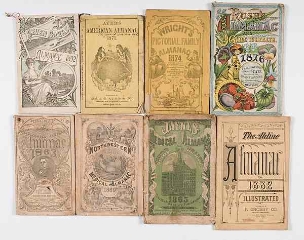 Appraisal: Group of Vintage Almanacs th Century - Early th Century