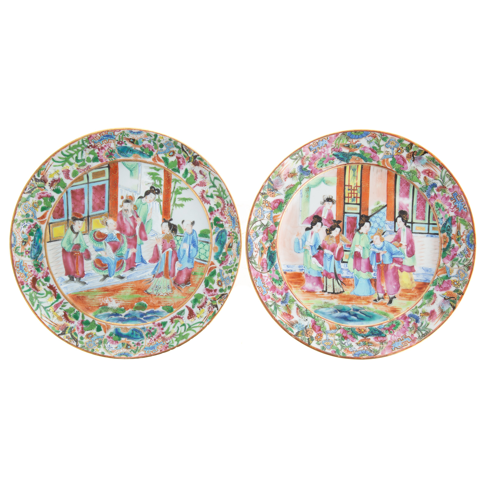 Appraisal: A PAIR OF CHINESE EXPORT ROSE MANDARIN PLATES Circa with