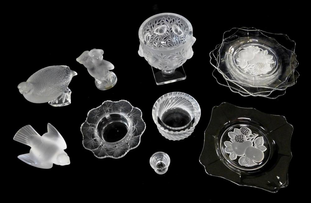 Appraisal: Lalique etc twelve pieces of frosted crystal including seven signed