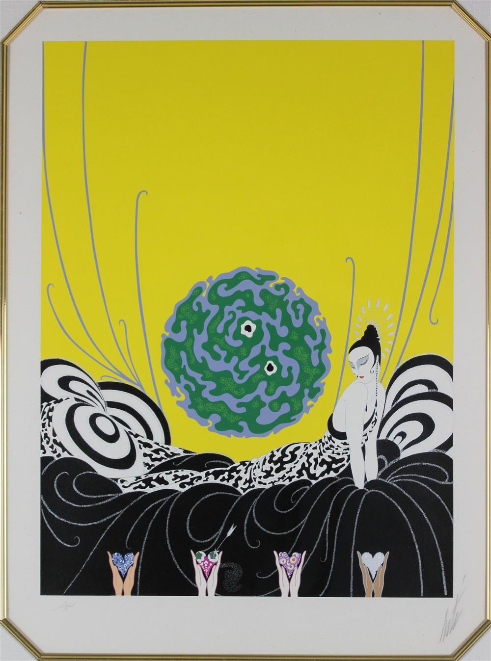 Appraisal: ERTE FRENCH SELECTION OF A HEART Serigraph x in Framed