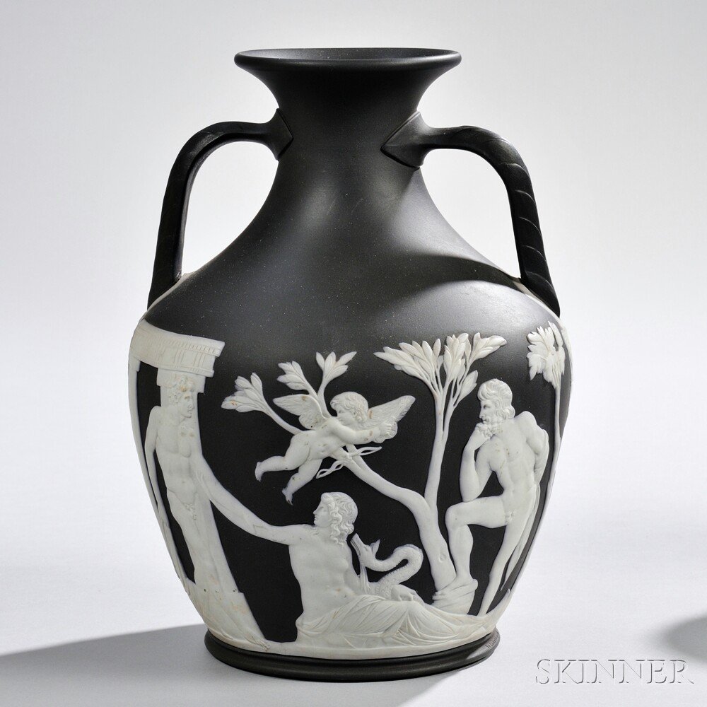 Appraisal: Wedgwood Solid Black Jasper Portland Vase England late th century