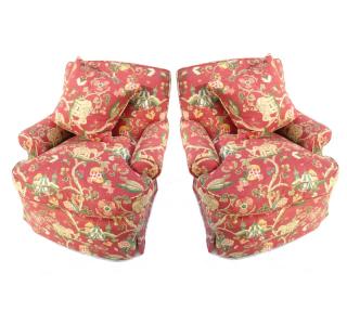 Appraisal: Pair of Swivel Armchairs Pair of swivel armchairs H x