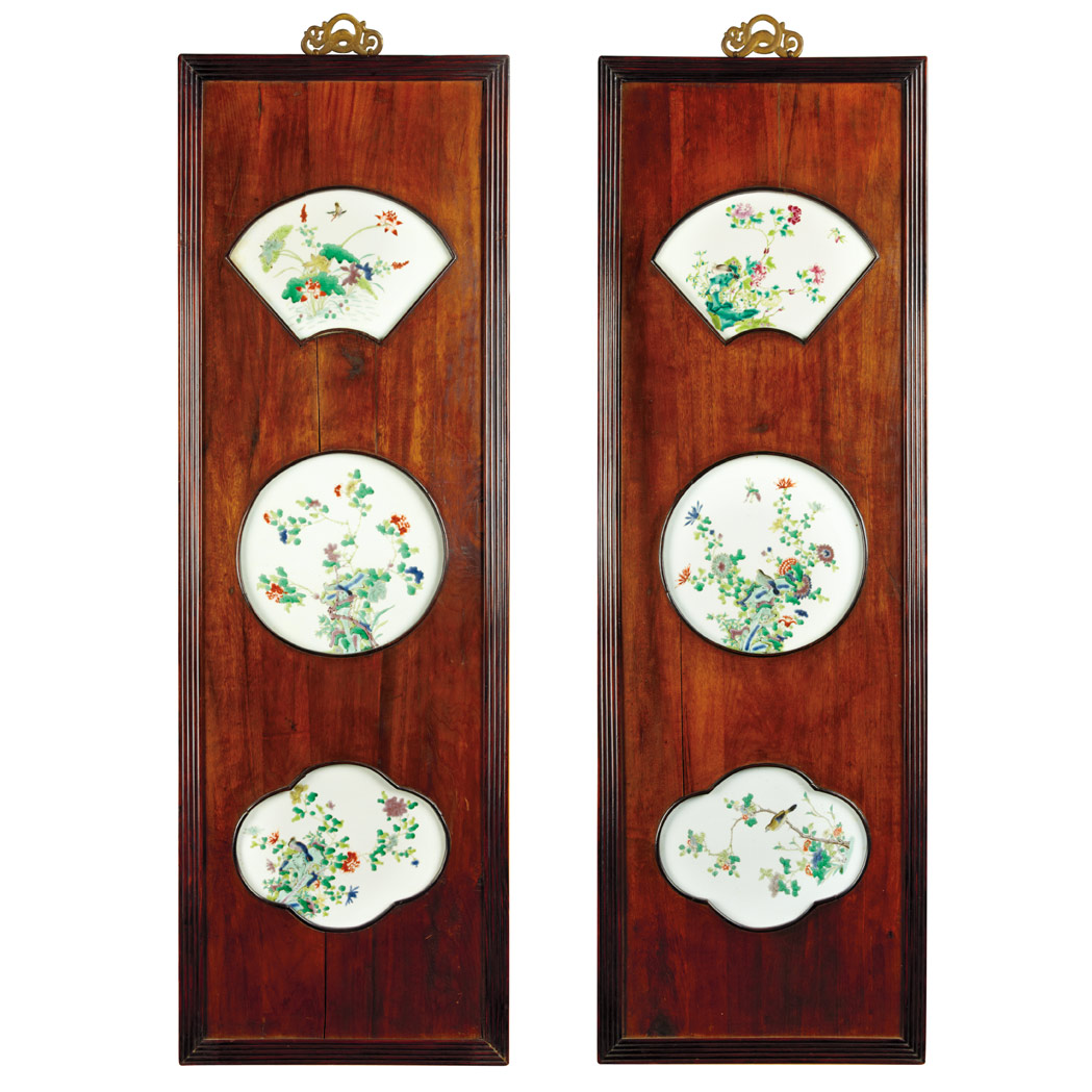 Appraisal: Pair of Chinese Famille Rose Glazed Porcelain Wall Plaques th