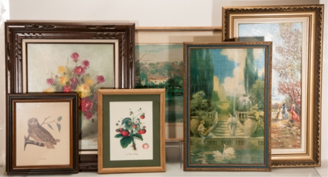 Appraisal: Lot of Six Framed Pieces of Art To include prints